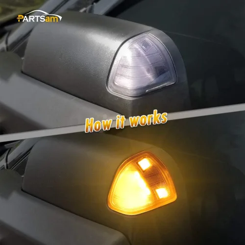Vista 5 de Partsam Espejo lateral LED luz intermitente izquierda y derecha Lámparas de remolque Lente de cubierta transparente compatible con Ram 1500 2500