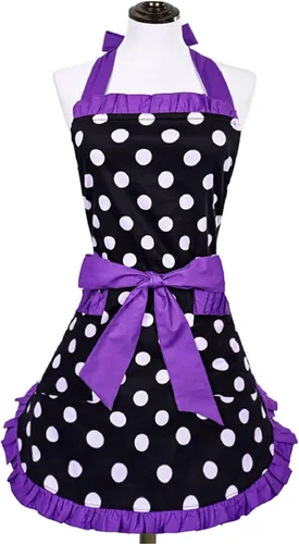 Vista 14 de Violet Mist Delantales coquetos de encaje negro para mujer con bolsillo, delantales negros sexys para cocinar, delantal para mujeres y niñas
