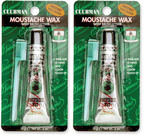 Vista 15 de Clubman Cera para bigote para hombre, color negro, cera de bigote de sujeción fuerte para peinar, incluye cepillo, 0.5 onzas