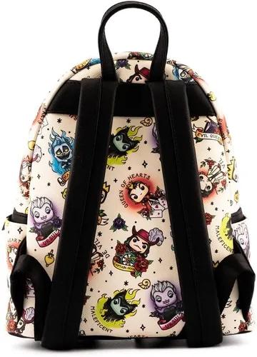 Vista 5 de Loungefly POP Disney Villains Tattoo All Over Print - Bolso de hombro con doble correa para mujer, Multi