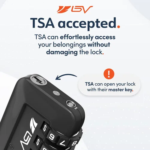 Vista 3 de BV Cerradura de combinación negra, aprobada por la TSA, reiniciable, 1000 posibilidades