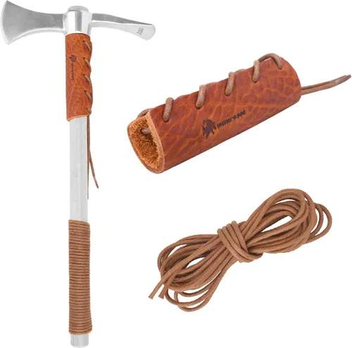 Vista 13 de Protector de cuello de hacha de cuero, cubiertas para mango de hacha para púas de jardinería o protector de hachas de campamento