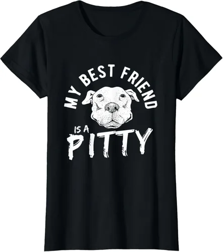 Vista 49 de My Best Friend Is A Pitty Pitties Pitbull - Camiseta Negro