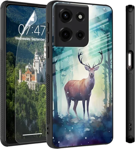 Vista 46 de Funda para Motorola Moto Edge 2022, cubierta trasera de vidrio templado con protector de pantalla, funda protectora a prueba de golpes para Motorola