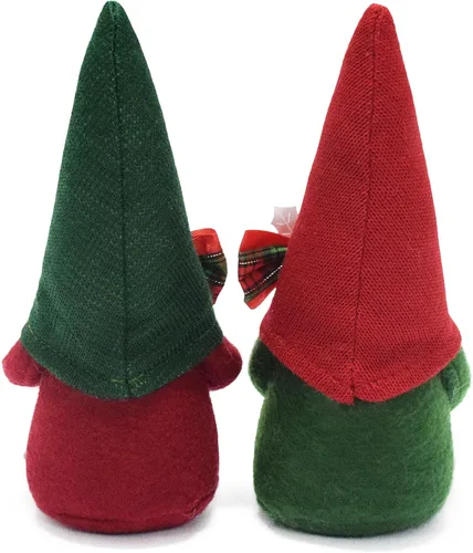 Vista 8 de Attiigny - Gnomos de Navidad de felpa con jengibre, gnomo navideño hecho a mano, sueco nórdico, rojo verde, figura de gnomo clásico, regalos de elfo