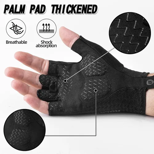 Vista 4 de ROCKBROS Guantes de ciclismo guantes de ciclismo para hombres y mujeres guantes de bicicleta de carretera MTB de medio dedo almohadilla de gel