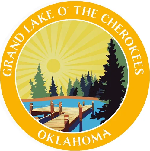 Vista 10 de Lake Dock - Grand Lake O' The Cherokees - Oklahoma - Adhesivo adhesivo para ventana de coche y camión de 3.5 pulgadas