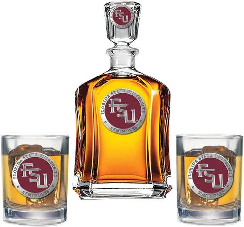 Vista 16 de Heritage Pewter Juego de decantador Appalachian State con 2 vasos combinados, vertedor de 24 onzas con 2 vasos dobles antiguos, vidrio de peltre