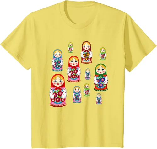 Vista 5 de Rusia - Camiseta de juguete retro para niños, diseño de muñecas rusas