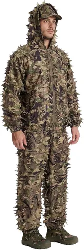Vista 16 de LOOGU Traje de caza Ghillie, traje de camuflaje frondoso 3D, accesorios militares y de tiro, ropa de equipo táctico