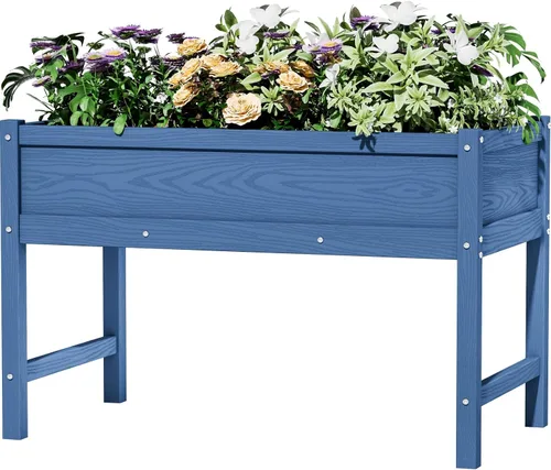 Vista 13 de Cama de jardín elevada pequeña de HDPE, jardinera elevada con patas, jardinera para exteriores resistente a la intemperie, camas elevadas para Aruba