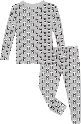 Vista 50 de KicKee Pants Conjunto de pijama de manga larga con estampado de piezas