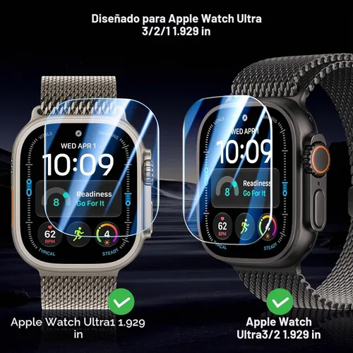 Vista 2 de LK Pack de 3 para Apple Watch Ultra 3 Protector de Pantalla 49mm [Cero-Falla] HD Top 9H Vidrio Templado Apple Watch Ultra / Ultra 2 Protector de Azul