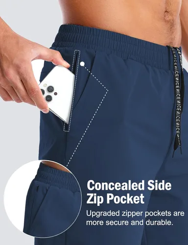 Vista 2 de Aolesy Pantalones cortos de correr para hombre de 57 pulgadas, de secado rápido, pantalones cortos de gimnasio con bolsillos, entrenamiento de tenis