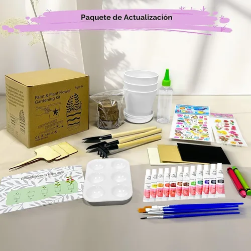Vista 5 de Kit de jardinería infantil de pintura y plantas para niñas y niños, juguetes de jardín, flores, jardinería, regalo para niños, macetas de flores