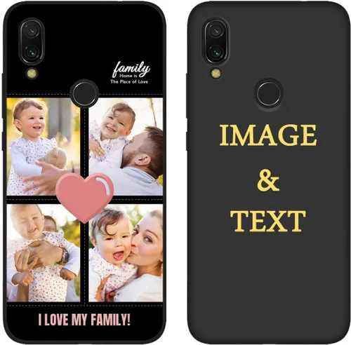 Vista 8 de Funda personalizada para teléfono Redmi Note 7 de 6.3 pulgadas, funda personalizada con múltiples imágenes, funda suave con nombre, regalo de Negro