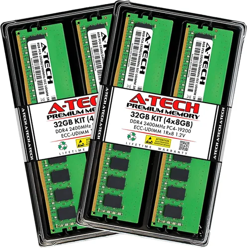 Vista 52 de A-Tech Servidor 4GB DDR4 2133MHz PC4-17000 ECC UDIMM 1Rx8 Rango único 1.2V ECC sin búfer DIMM 288-Pin Server & Workstation RAM módulo