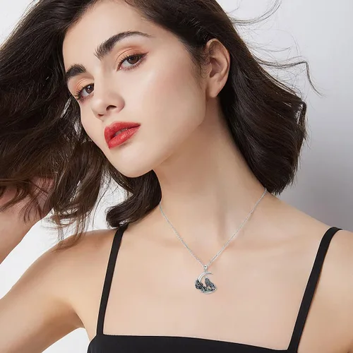 Vista 2 de Dorunmo Rabbit BunnyButterflyMonkeyOwlWolfFairyPawRose Pendant Necklace 925 Sterling Sliver Animal Jewelry Gift for Women Girls Friend