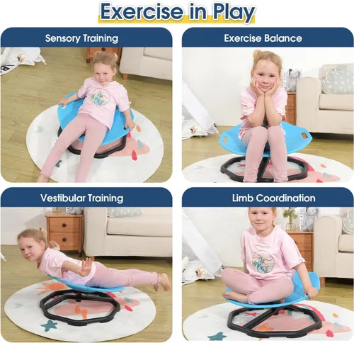 Vista 6 de Silla Giratoria Sensorial para Niños Autistas, Silla Giratoria Mejorada para Niños con Manijas, Mejora el Enfoque y el Equilibrio, Ideal para Equipo