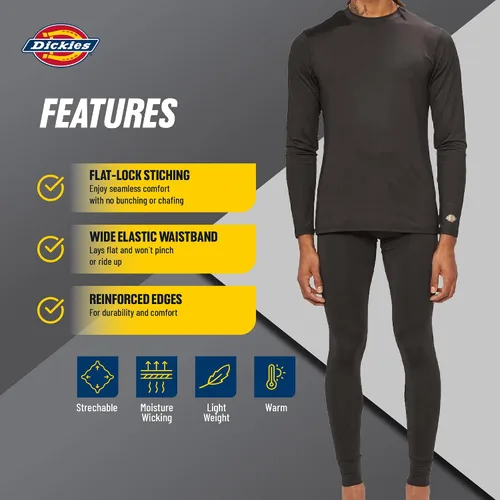 Vista 4 de Dickies Conjunto de ropa interior de 2 piezas para hombre con capa base para clima frío