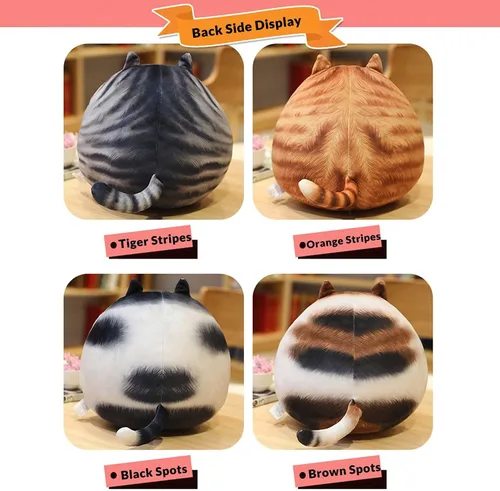 Vista 5 de ARELUX Almohada de felpa de gato gordito de 11.8 pulgadas de alto, lindo gatito gordo de peluche, adorable almohada para abrazar, peluche de anime