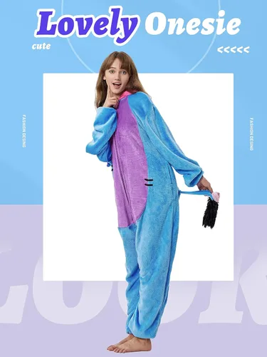 Vista 2 de QSTYLE Disfraz de animal para adultos, disfraz de Halloween, traje de cosplay de una pieza para mujeres y hombres