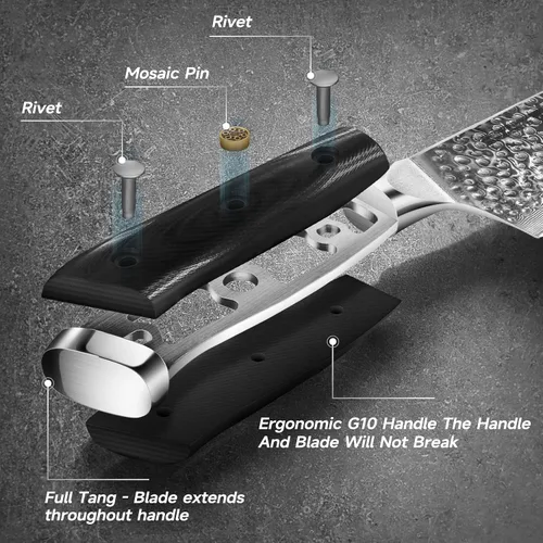 Vista 6 de SCOLE® Cuchillo de chef japonés de 8 pulgadas, cuchillo profesional afilado, 67 capas VG-10 Damasco cuchillo de cocina de acero inoxidable con mango