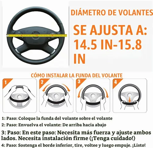 Vista 2 de Osilly Funda para volante de piel sintética de 15 pulgadas, color negro