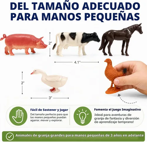 Vista 4 de GiftExpress 12 figuras de juguete grandes de animales de granja