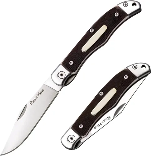 Vista 3 de COLD STEEL Ranch Hand SK-5 - Cuchillo plegable versátil de bolsillo compacto y versátil con hoja afilada de 3.75 pulgadas, mango de hueso aserrado