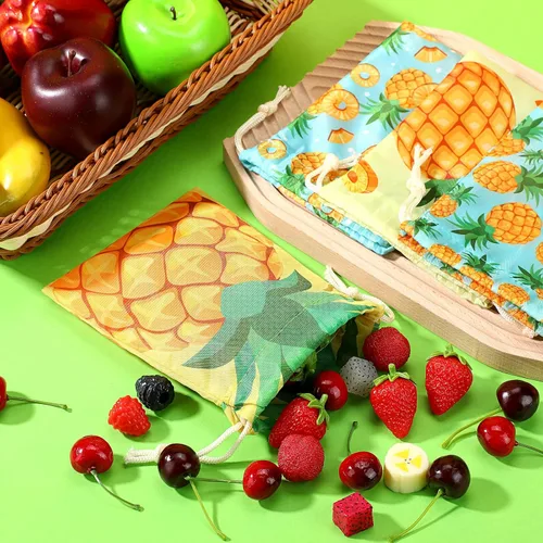 Vista 5 de Sweetude 24 piezas de decoraciones hawaianas de fiesta de 5 x 7 pulgadas, bolsas de regalo de piña Luau para fiesta, pequeñas bolsas de dulces