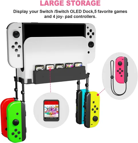 Vista 3 de JDDWIN Kit de soportes compatible con Nintendo SwitchSwitch OLED montaje en pared, interruptor de metalinterruptor OLED soporte vertical para colgar