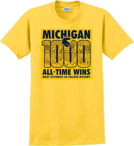 Vista 4 de Camiseta 1000th Win de la Universidad de Michigan con licencia oficial Gris