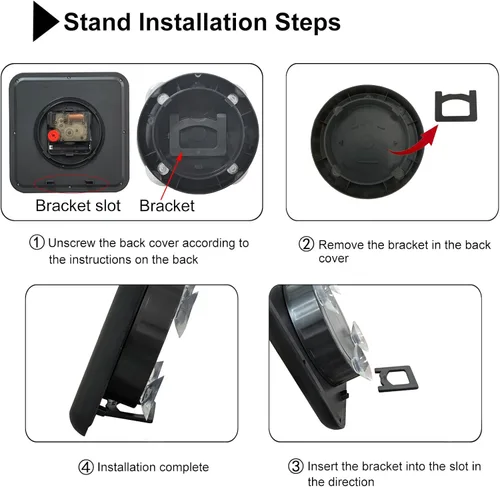 Vista 6 de Reloj de pared impermeable para baño, reloj de pared negro para interiores con ventosa, movimiento de cuarzo, marco de plástico, opción flexible