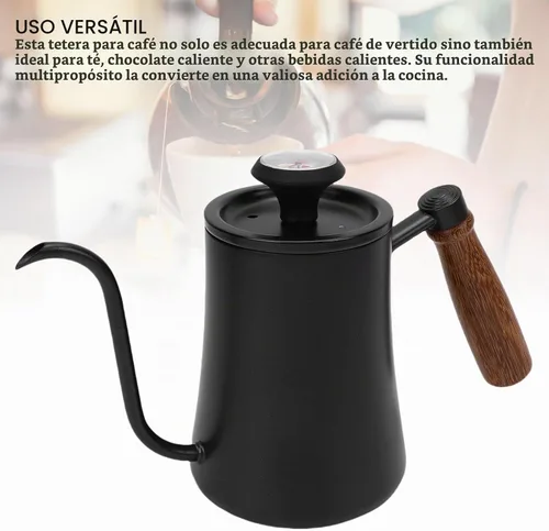 Vista 8 de LICAEVEY Hervidor de cuello de cisne, hervidor de café con termómetro integrado y mango de madera, estufa de acero inoxidable 304 para verter