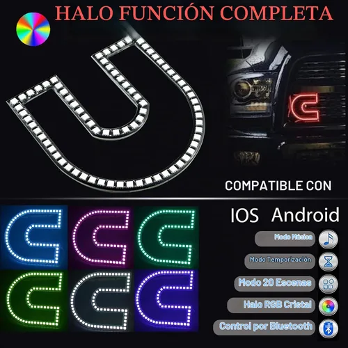 Vista 4 de Switchback - Emblemas LED iluminados con anillo C multicolor, control RGB compatible con Cummins Dodge Ram 2500 3500 Emblemas de Guardabarros