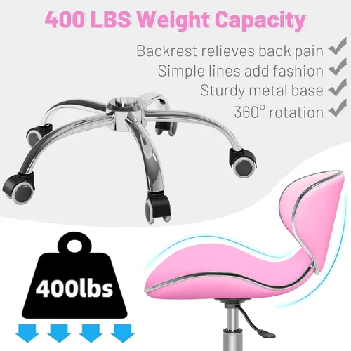 Vista 5 de Taburete enrollable ajustable multiusos con respaldo, silla de spa de dibujo, silla de tatuaje para salón médico, con ruedas giratorias 360