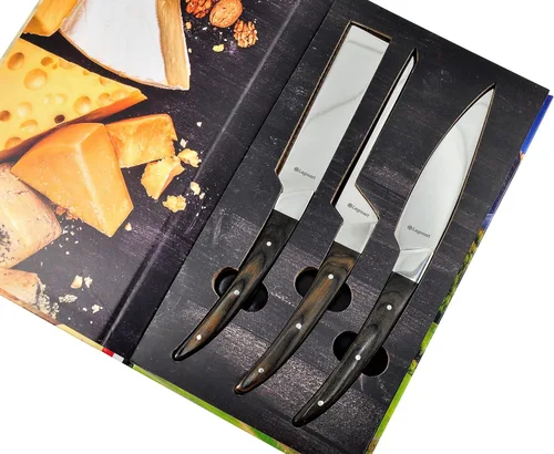 Vista 4 de Legnoart Caseus - Juego de cuchillos de queso de 3 piezas con mango de madera oscura