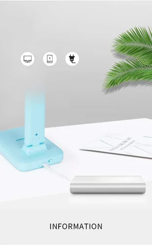 Vista 4 de Lámpara de escritorio LED inalámbrico recargable mini USB interruptor táctil regulador de regulación de ajuste de color (azul)