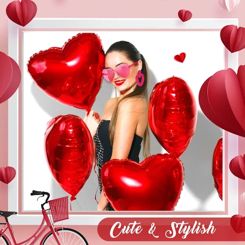 Vista 7 de Flutesan Aretes de corazón con cuentas para el día de San Valentín, lentes de sol con forma de corazón, sin montura y corazón de caramelo