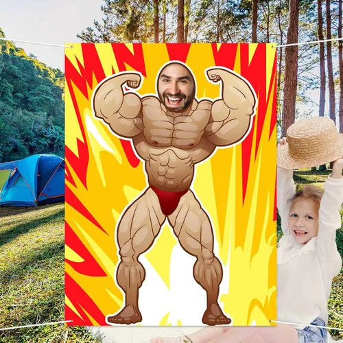 Vista 5 de Pancarta de fotos de fitness, telón de fondo, culturista, juego de simulación, fiesta, gimnasio, ejercicio, deportes, decoración temática muscular