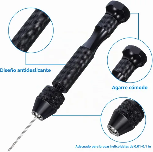 Vista 5 de Mudder Juego de 37 piezas de herramientas de taladro manual giratorio, broca de portabrocas de precisión en miniatura, tornillo de banco