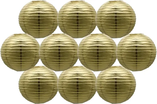 Vista 15 de Linternas de papel doradas chinas, japonesas, colgantes, redondas, para decoración de fiesta de Año Nuevo y Año Nuevo Lunar (12 unidades)