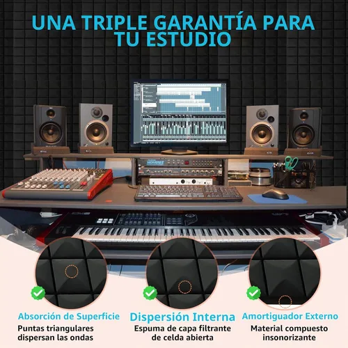 Vista 6 de [Usado] Paneles de espuma acústica de 48 x 24 x 2 pulgadas, paneles de pared de espuma insonorizada de alta densidad para reducción de ruido
