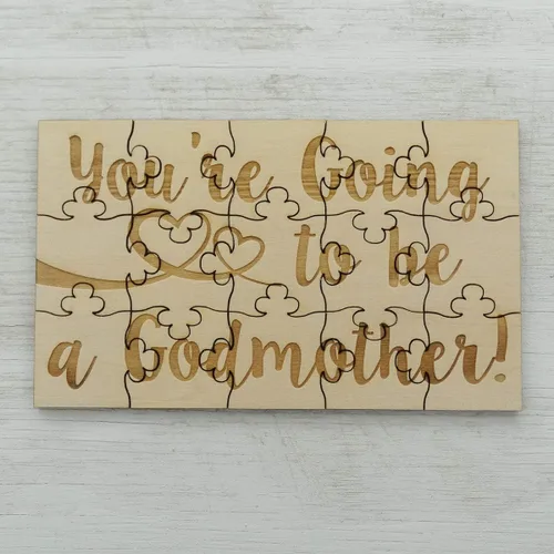 Vista 2 de You're Going to Be a Godmother - Rompecabezas de madera de tilo de 15 piezas, anuncio sorpresa de embarazo