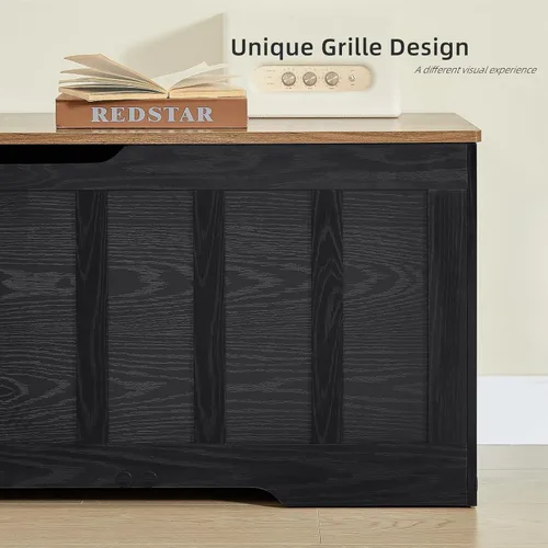 Vista 6 de VANKILEY 51.2" Storage Chest Extra Large,Wooden Storage Bench,Black+Brown