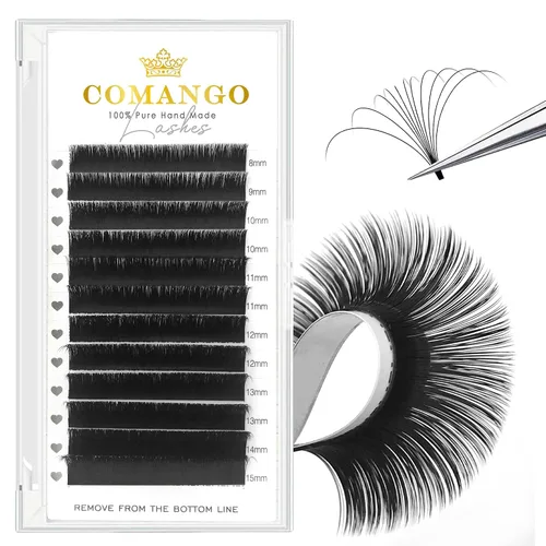 Vista 36 de CoMango Easy Fan - Extensiones de pestañas rizadas C/D de 0.05/0.003 in, pestañas de volumen que florecen automáticamente, color negro mate 2D-20D