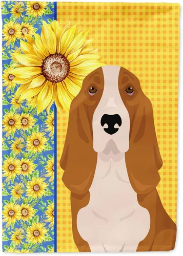 Vista 334 de Caroline's Treasures WDK5313GF Bandera de jardín con diseño de girasoles de verano, color negro y tostado, Airedale Terrier para buzón, bandera