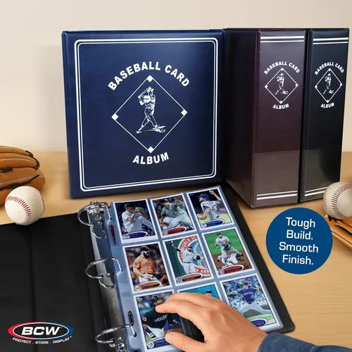 Vista 6 de BCW Supplies - Álbum de béisbol de 3 pulgadas, color negro, carpeta duradera de alta calidad para 90 tarjetas de béisbol, anillo en D de servicio