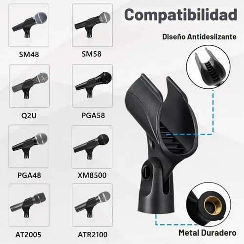 Vista 2 de Soporte universal para clip de micrófono, viene con adaptador de tornillo macho de 5/8 pulgadas a hembra de 3/8 pulgadas adecuado para micrófonos